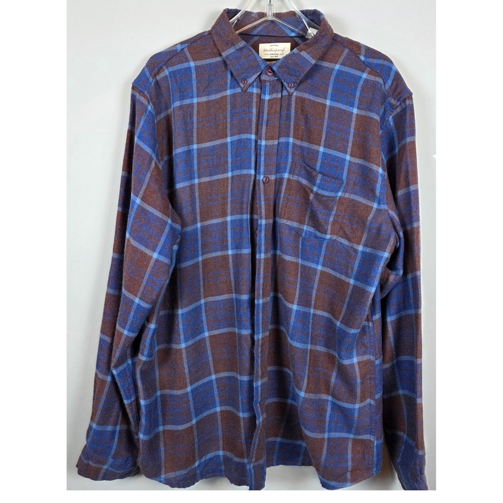 Weatherproof Vintage Luxe Flannel‎ Plaid Button Down Shirt Mens XL Cabincore